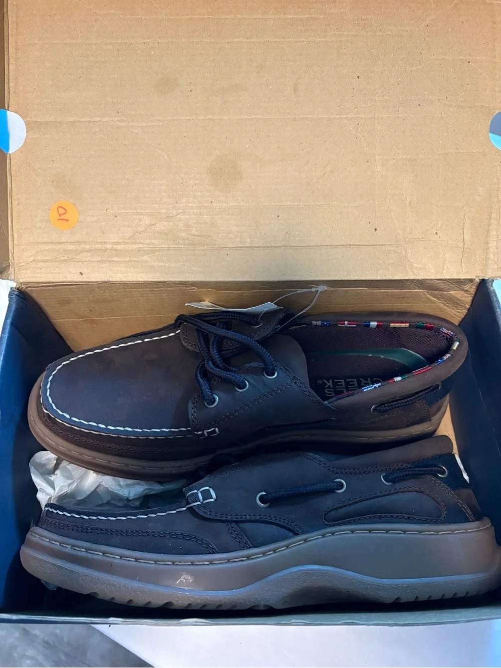Falls Creek Men's Brown Boat Shoes with Contrast Stitching